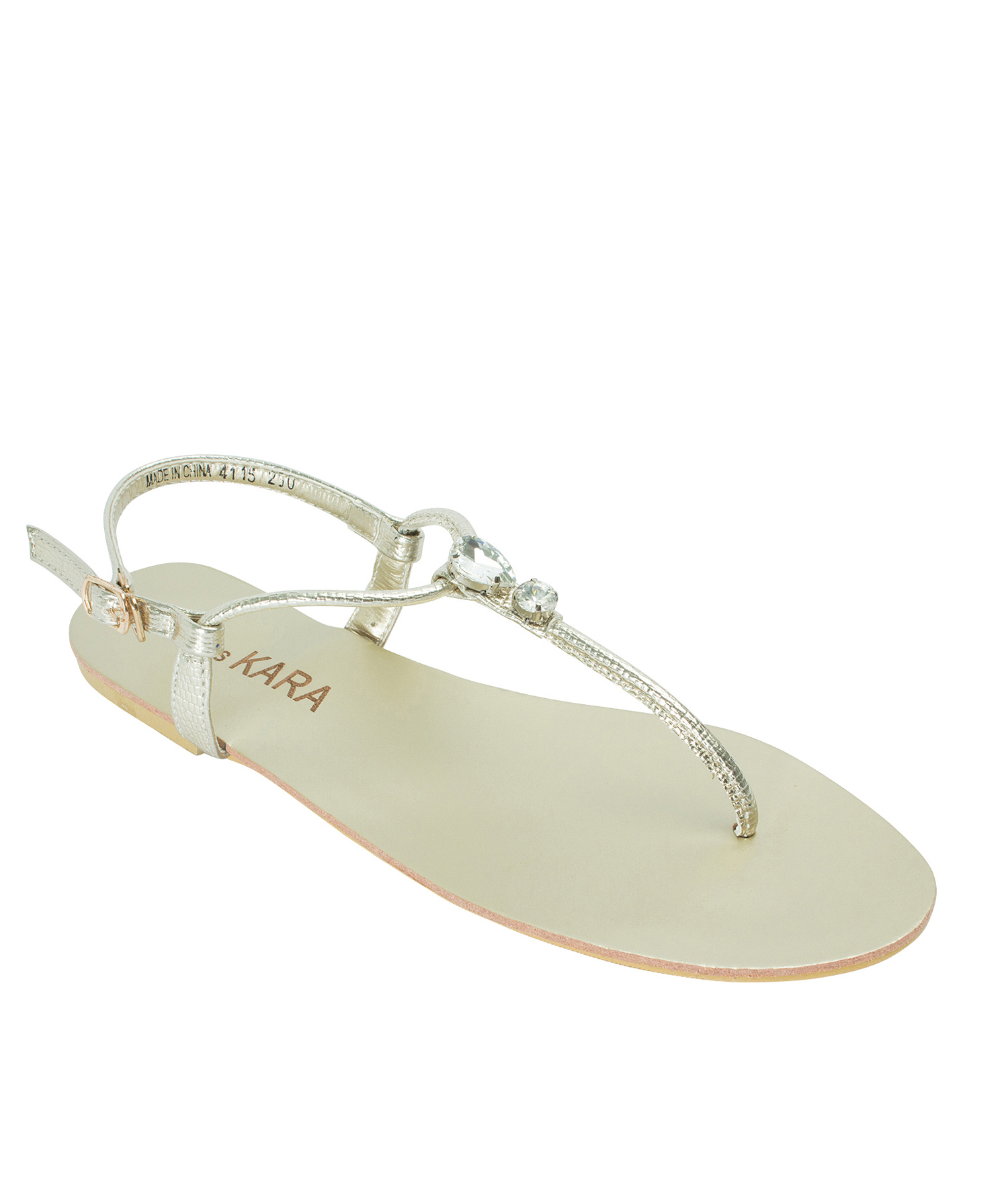 Jeweled T-Strap Thong Sandals Silver Gold - annakastleshoes