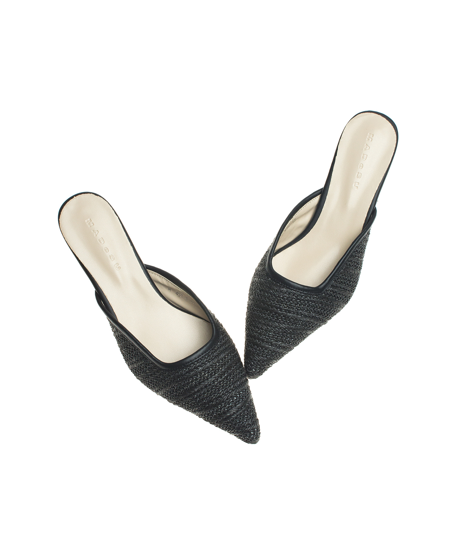 Pointy Toe Natural Woven Low Kitten 