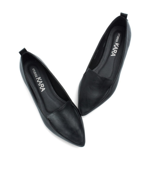 AnnaKastle Sleek Pointed Toe Womens Smoking Slippers Black