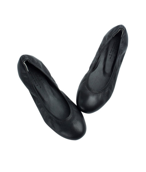 Annakastle Womens Genuine Leather Elastic Ballerina Flats Black