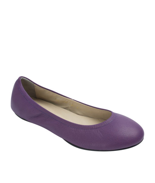 Annakastle Womens Genuine Leather Elastic Ballerina Flats Purple