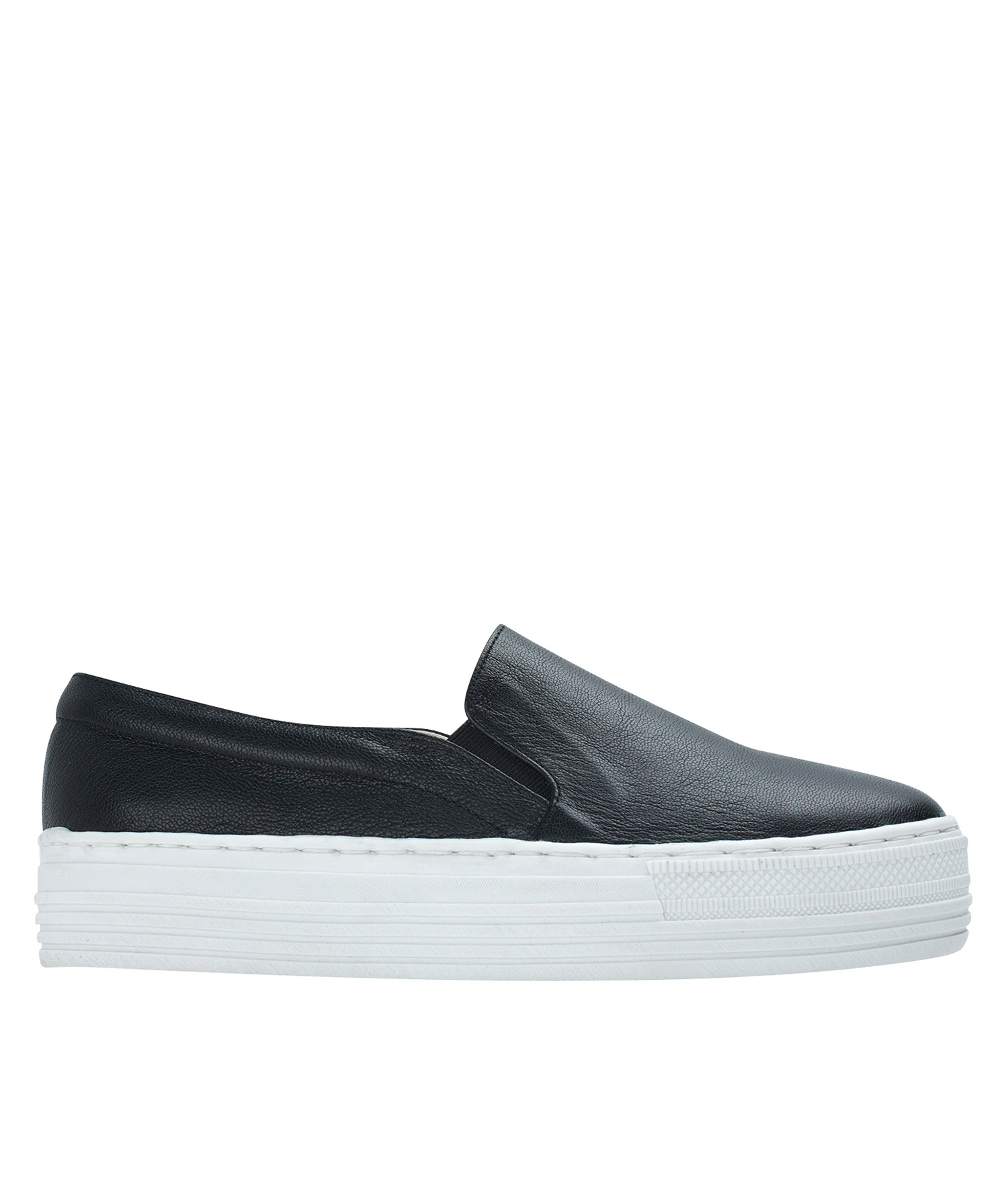 black platform slip on shoes
