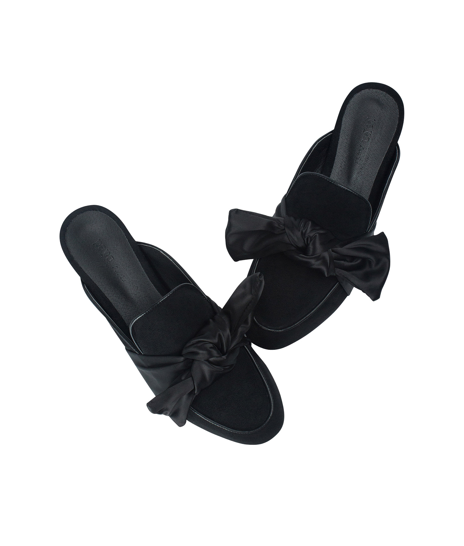 Satin Bow Suede Mule Loafers - annakastleshoes.com