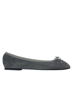 AnnaKastle Womens Vegan Suede Bow Front Ballet Flats Charcoal