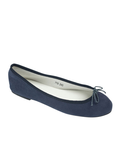 AnnaKastle Womens Vegan Suede Bow Front Ballet Flats Navy