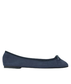 AnnaKastle Womens Vegan Suede Bow Front Ballet Flats Navy