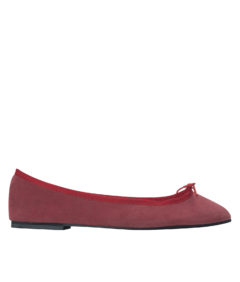 AnnaKastle Womens Vegan Suede Bow Front Ballet Flats Red
