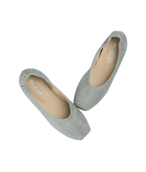 AnnaKastle Square Toe Elastic Ballerina Flats Gray