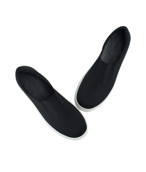 AnnaKastle Womens Neoprene Stretch Platform Slip On Sneakers Black