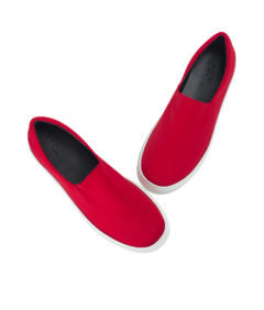 AnnaKastle Womens Neoprene Stretch Platform Slip On Sneakers Red
