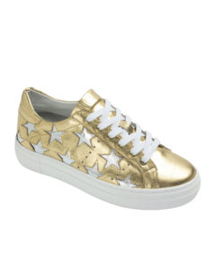 AnnaKastle Womens Star Cutout Sneakers Gold