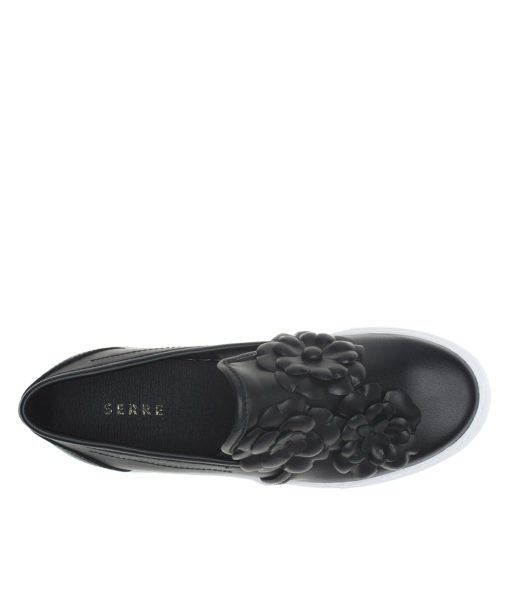 AnnaKastle Womens Floral Slip On Sneakers Black