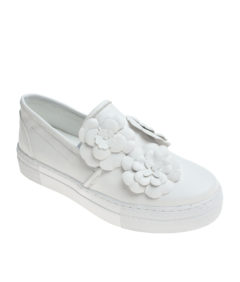 AnnaKastle Womens Floral Slip On Sneakers White