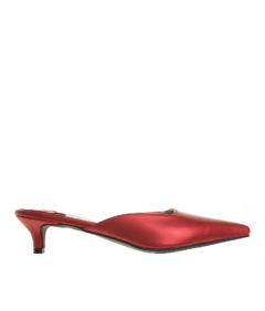 AnnaKastle Womens Pointy Toe Kitten Heel Mule Dress Shoes Pearl Red