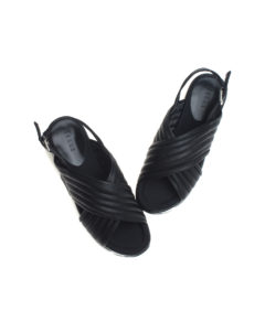AnnaKastle Womens Quilted Crisscross Slingback Sandals Black