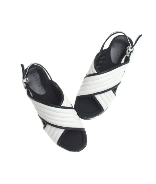 AnnaKastle Womens Quilted Crisscross Slingback Sandals White