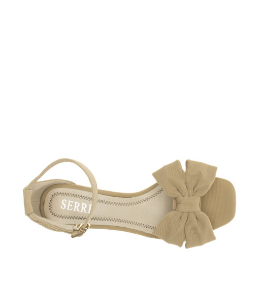 AnnaKastle Womens Ankle Strap Heel Sandals Bow Dress Shoes Beige