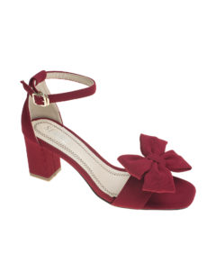 AnnaKastle Womens Ankle Strap Heel Sandals Bow Dress Shoes Burgundy
