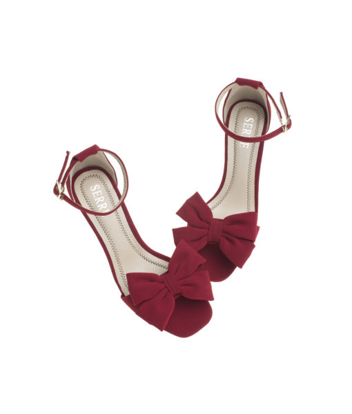 AnnaKastle Womens Ankle Strap Heel Sandals Bow Dress Shoes Burgundy