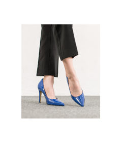 AnnaKastle Womens Pointy Toe Patent High Heel Pumps Blue
