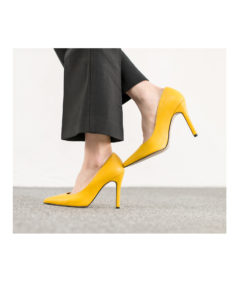 AnnaKastle Womens Pointy Toe 100mm High Heel Pumps Yellow