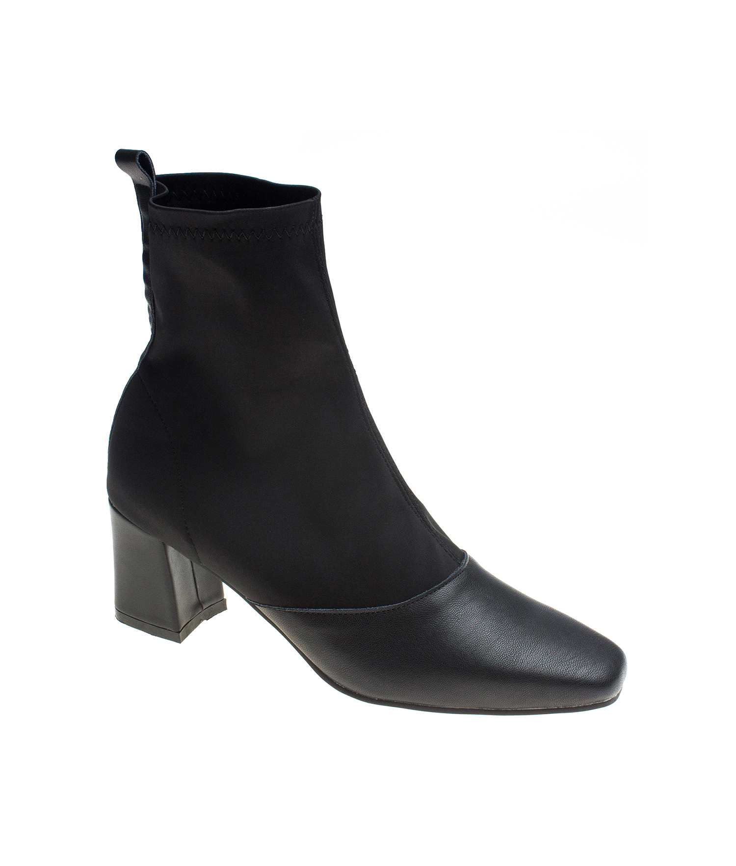 Stretch Shaft Leather Heel Boots Bootie 