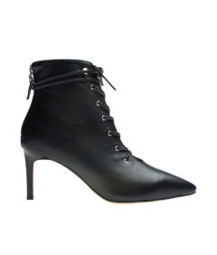 AnnaKastle Womens Back-Zip Pointy Toe Lace Up Booties Black