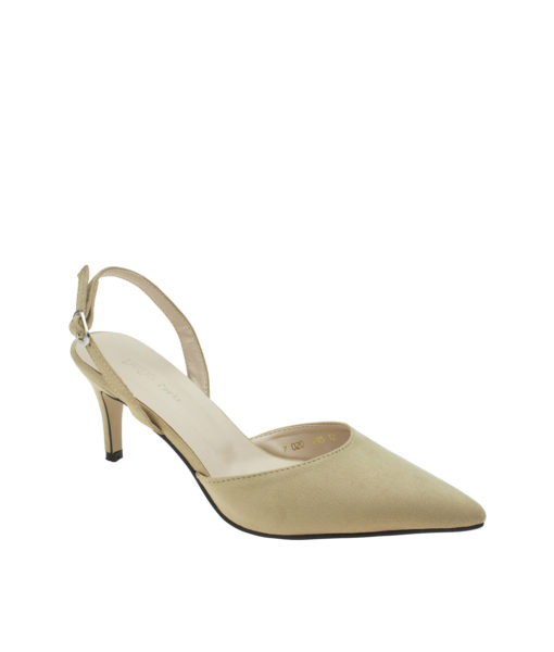 AnnaKastle Womens Pointy Closed Toe Slingback Pumps Suede Beige