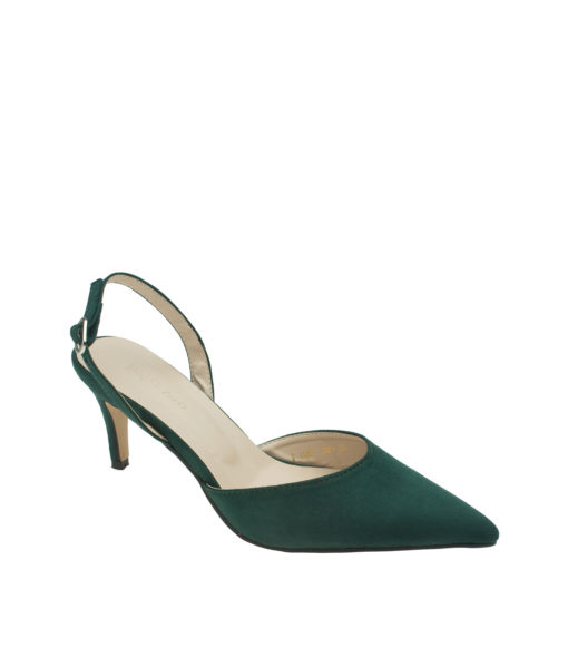 AnnaKastle Womens Pointy Closed Toe Slingback Pumps Suede DarkGreen