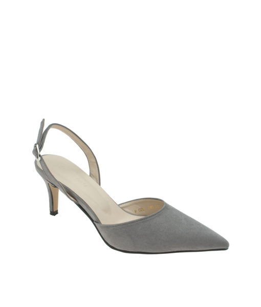 AnnaKastle Womens Pointy Closed Toe Slingback Pumps Suede Gray