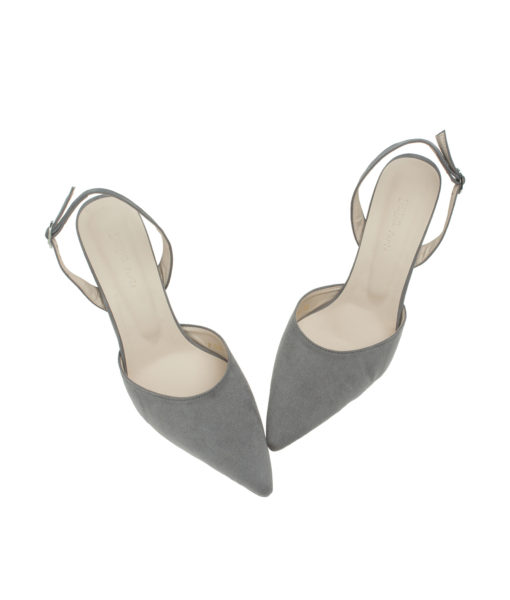 AnnaKastle Womens Pointy Closed Toe Slingback Pumps Suede Gray