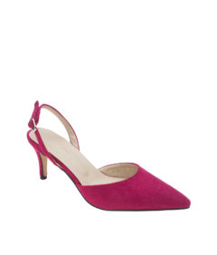 AnnaKastle Womens Pointy Closed Toe Slingback Pumps Suede Magenta