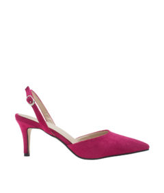 AnnaKastle Womens Pointy Closed Toe Slingback Pumps Suede Magenta