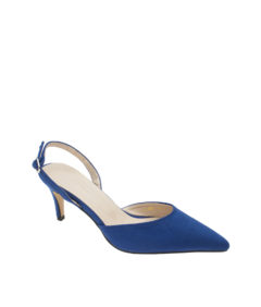 AnnaKastle Womens Pointy Closed Toe Slingback Pumps Suede PersianBlue
