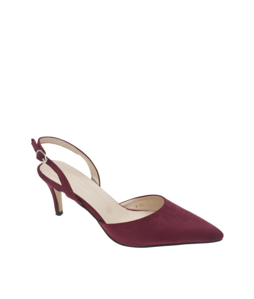 AnnaKastle Womens Pointy Closed Toe Slingback Pumps Suede Wine