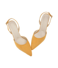 AnnaKastle Womens Pointy Closed Toe Slingback Pumps Suede Yellow