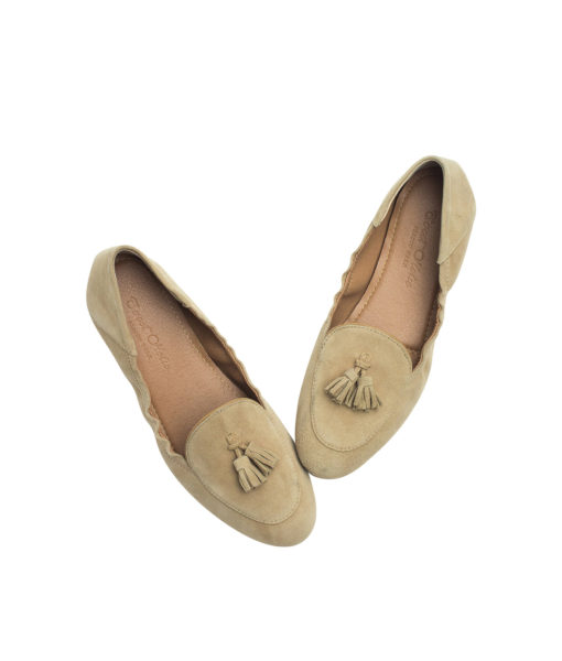 AnnaKastle Womens Suede Tassel Loafer Driving Shoes Beige