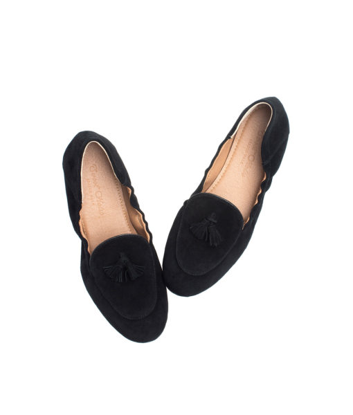 AnnaKastle Womens Suede Tassel Loafer Driving Shoes Black