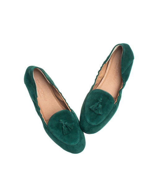 AnnaKastle Womens Suede Tassel Loafer Driving Shoes PineGreen