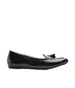 AnnaKastle Womens Patent Leather Tassel Loafer Driving Shoes Black