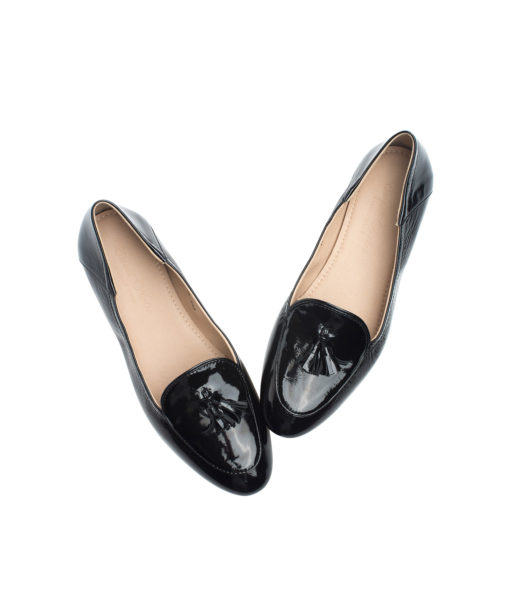 AnnaKastle Womens Patent Leather Tassel Loafer Driving Shoes Black