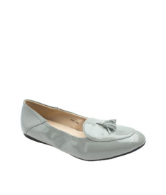 AnnaKastle Womens Patent Leather Tassel Loafer Driving Shoes Gray