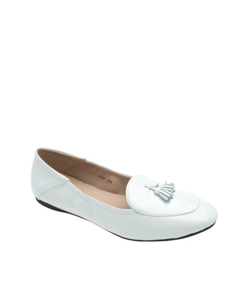 AnnaKastle Womens Patent Leather Tassel Loafer Driving Shoes White