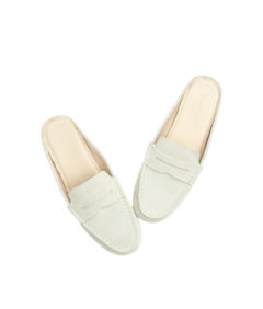 AnnaKastle Womens Suede Penny Moccasin Backless Loafers Cream