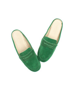 AnnaKastle Womens Suede Penny Moccasin Backless Loafers Green