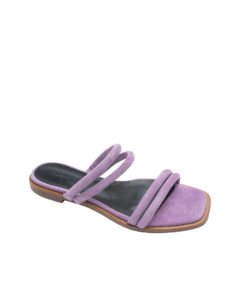 AnnaKastle Womens Puffed Suede Strappy Slide Sandals MediumViolet