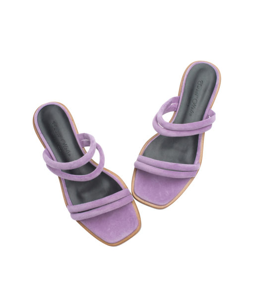 AnnaKastle Womens Puffed Suede Strappy Slide Sandals MediumViolet