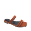 AnnaKastle Womens Puffed Suede Strappy Slide Sandals Rust