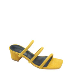 AnnaKastle Womens Puffed Suede Strappy Heel Sandals Yellow