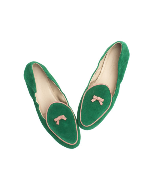 AnnaKastle Womens Contrast Piped Loafer Driving Shoes Green
